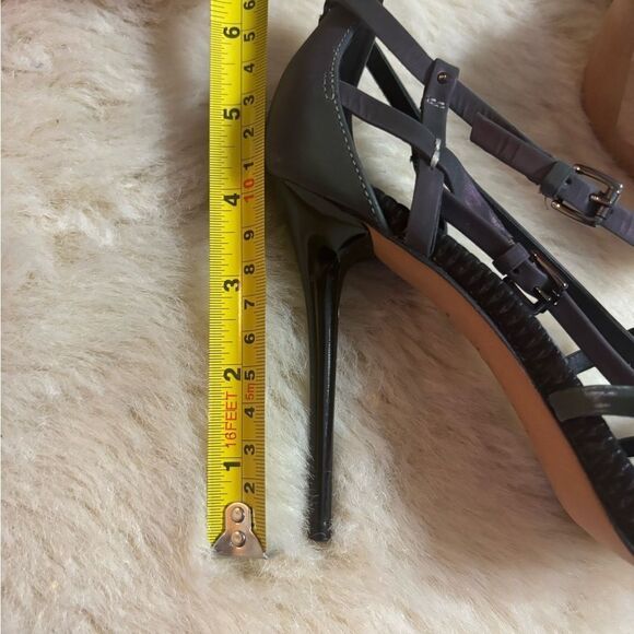 L.A.M.B. Black and Gray Stiletto Heels with Strappy Design - Picture 5 of 10